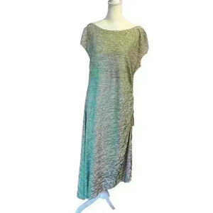 Max Studio‎ Asymmetrical Maxi Dress Black White Stripes Cap Sleeve Size XL